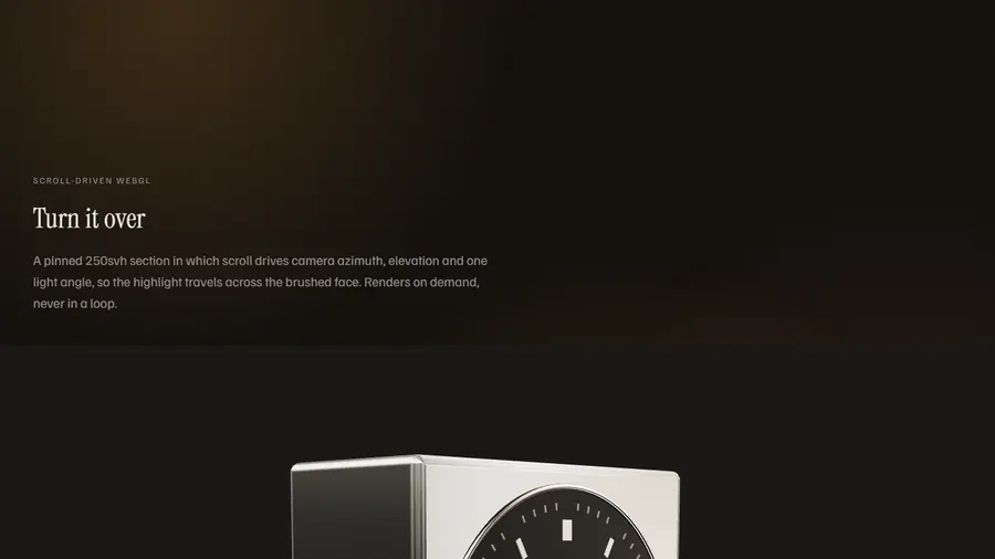 A section of the Monolith page: scroll-driven webgl.